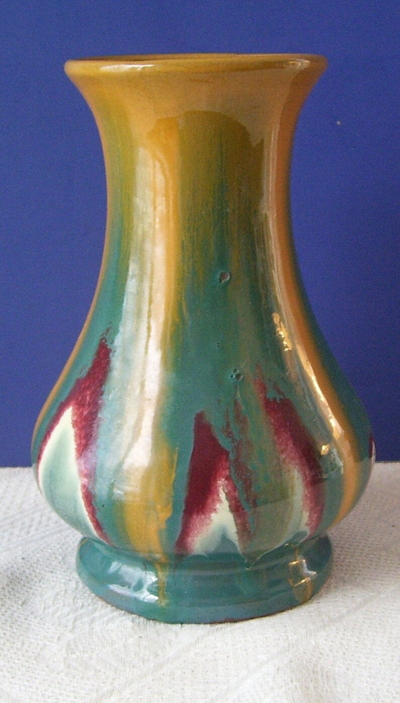 Vintage Studio Art Western Colors Pottery Vase High Gloss Etsy