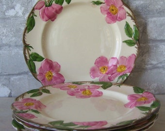 4 Vintage Franciscan Desert Rose 9 1/2 Luncheon Plates/  Country Kitchen / Homestead/ Roses/ Pink/ RoseCalifornia Pottery