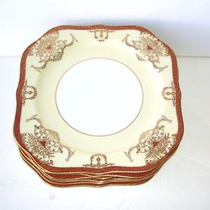 Noritake Dominant Salad Plates, Sienna and Gold Trim, Set of 6