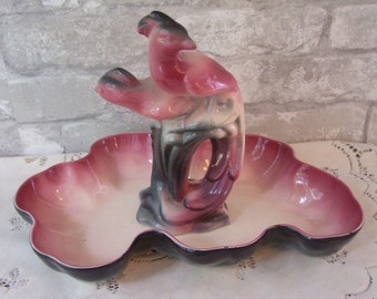 Los Angeles Potteries Bird Sculpture and Console Bowl - Pink and Gray Pottery, Pottery California,  No 295 , Center Table Decor