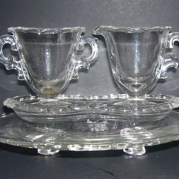 4 Pc Fostoria Centurian Cream and Sugar with Tray and Footed Dessert Dish