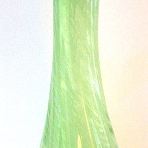 Vintage Green Swirl Glass Vase - Spiral Swung Vase - 13 inches High - Art Studio - Good Condition