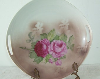 C.T. Altwasser Silesia Collectors Plate, Pink Roses Handled Plate, Alwasser  Germany, Cabinet Plate
