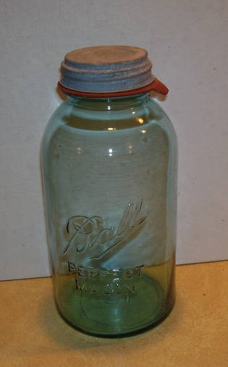 Ball Perfect Mason 2 Quart Blue Canning Jar With Rubber Band 124