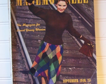 Vintage Mademoiselle Magazine Sept. 1940, Complete Magazine 264 Pages/ Advertising