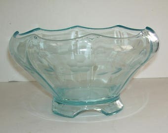 Modern Green Etched Pedestal Glass Bowl, Elegant Glass Bowl, Etched Flowers, Wedding Gift, Mother's Day Present, Vintage Glass