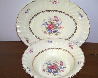 Vintage Myott Olde Chelsea Delight Platter and Serving Bowl. Staffordshire , England L222