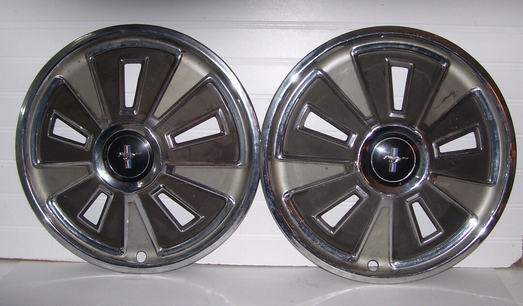 1966 Two Ford Mustang 14 Inch Hub Caps Original Metal Wheel Covers