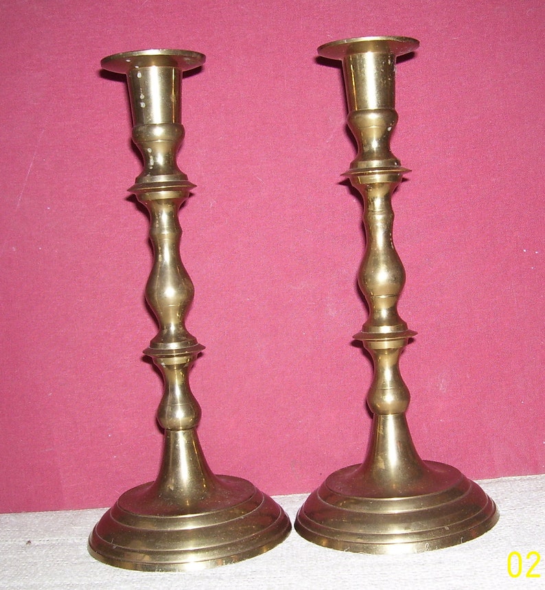 Solid Brass Candleholders Brass Candle Holers Pair Tall Brass Candle Holders