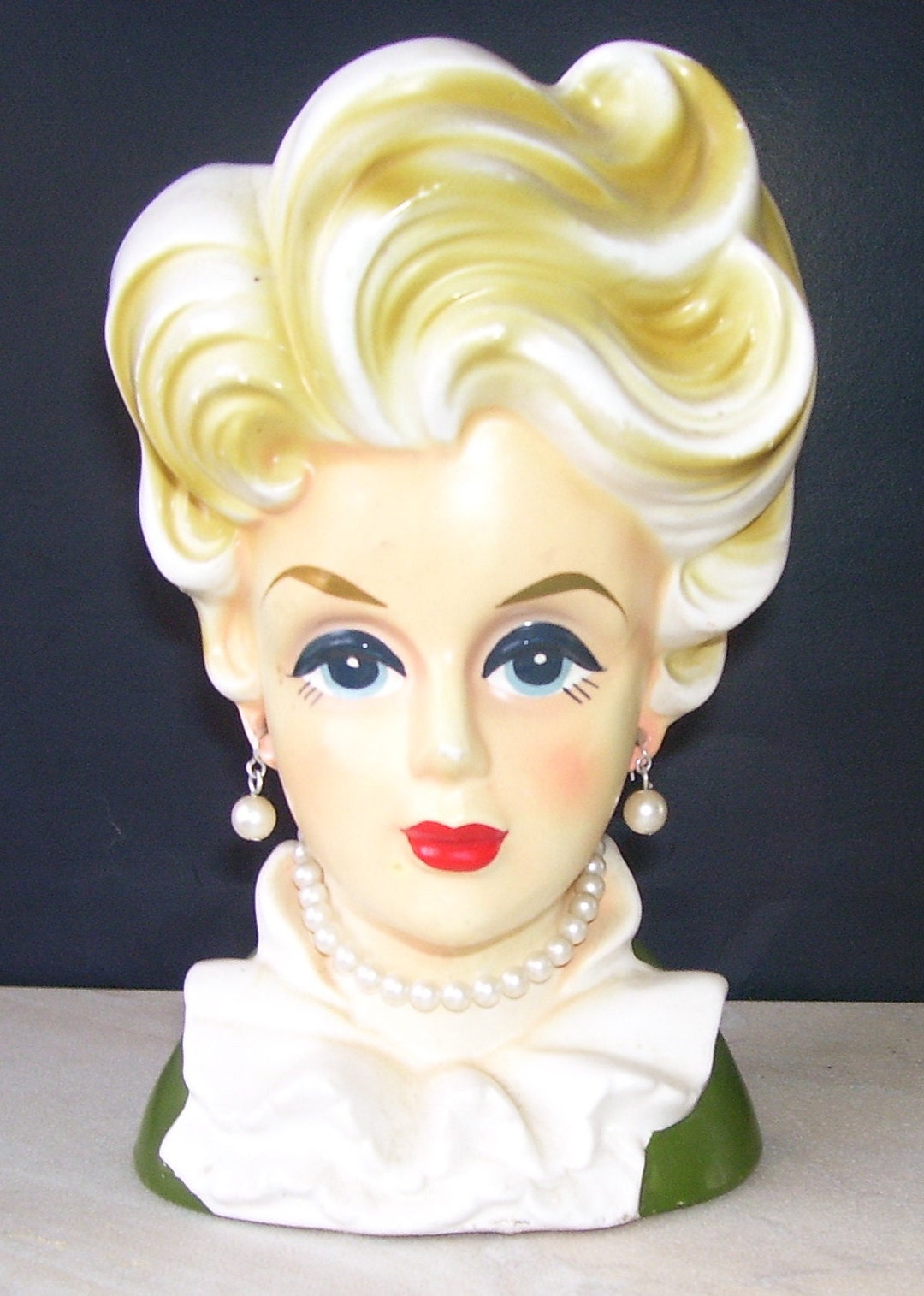 Vintage Rubens Lady 4123 Head Vase / Original Jewelry/ 6 1/2 Inches