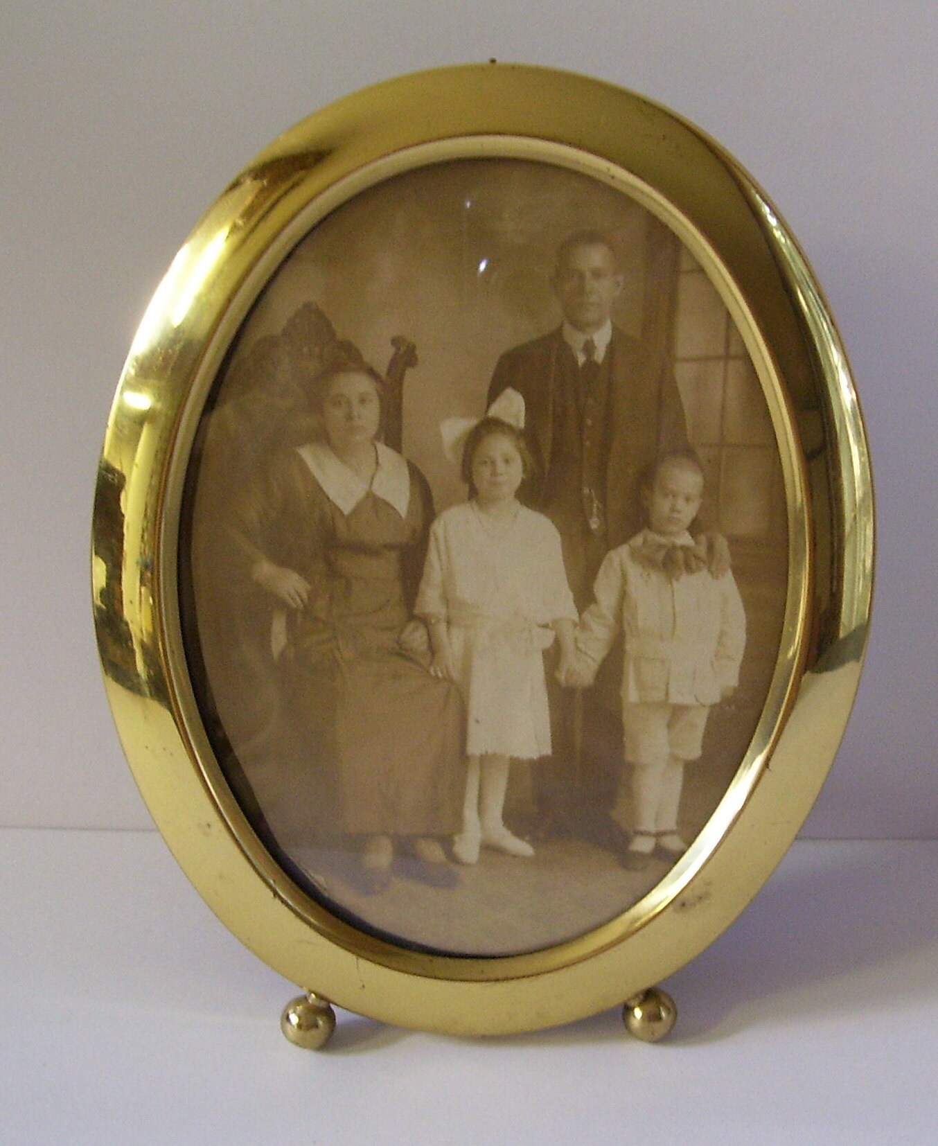 Vintage Brass Oval Table Top Picture Frame with Family Photo Etsy