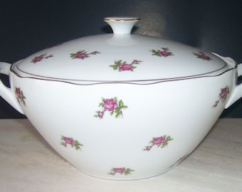 MZ Austria Covered Bowl  / Moritz Zdekauer /Mz Czechoslovakia /Floral Dish