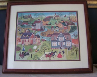 feeb Mill /Linda Nelson Stocks Folk Art Framed and Signed / Jefferson Inn/ Osborn Ferry Rates/ Coburn Mill/ Country Art/