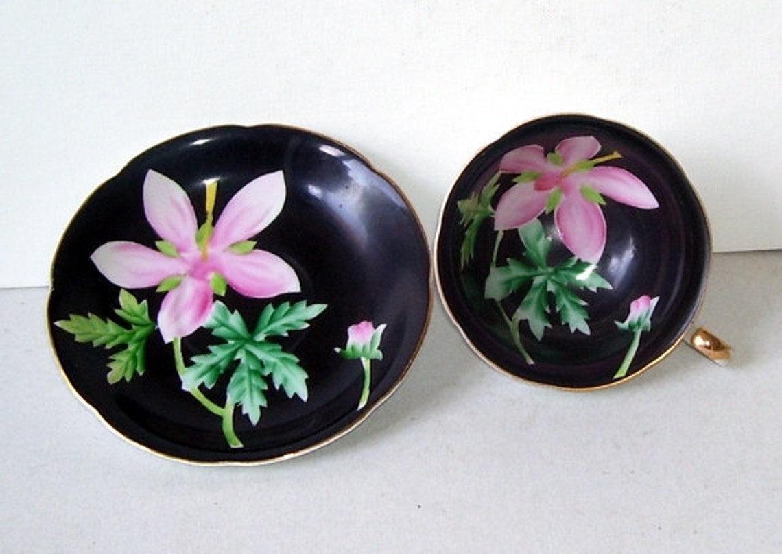 Hand Painted Made In Japan Merit China Tea Cup and Saucer Etsy