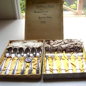 Vintage Solingen Stainless Steel Silverware, 12 Piece Dessert Fork and Spoon Set