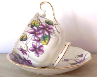 Royal Albert Violets Teacup and Saucer, Bone China England