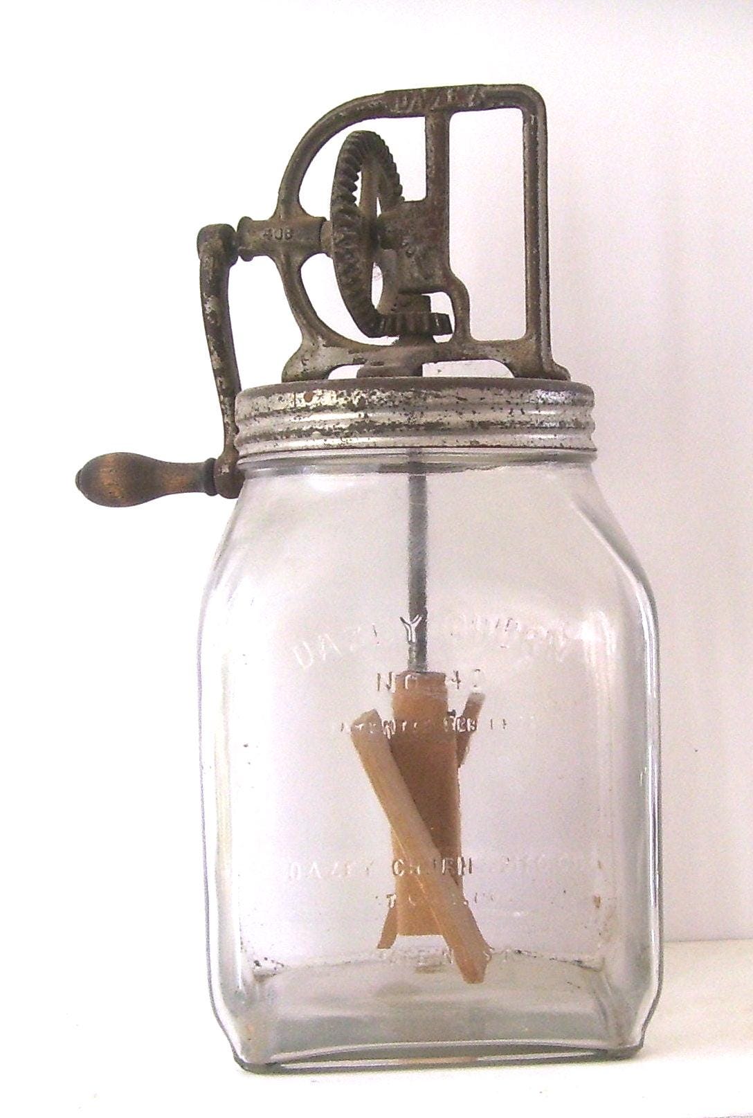 Antique Dazey Butter Churn No. 40 - Antique Square Glass