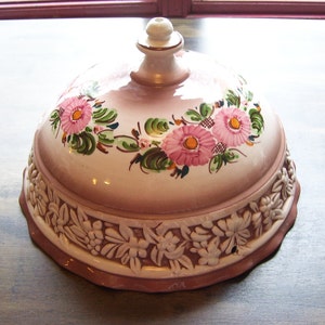 Beautiful Hanging Lamp Light Pendant Fixture - Hand Painted - Pink Flowers- Kitchen Decor