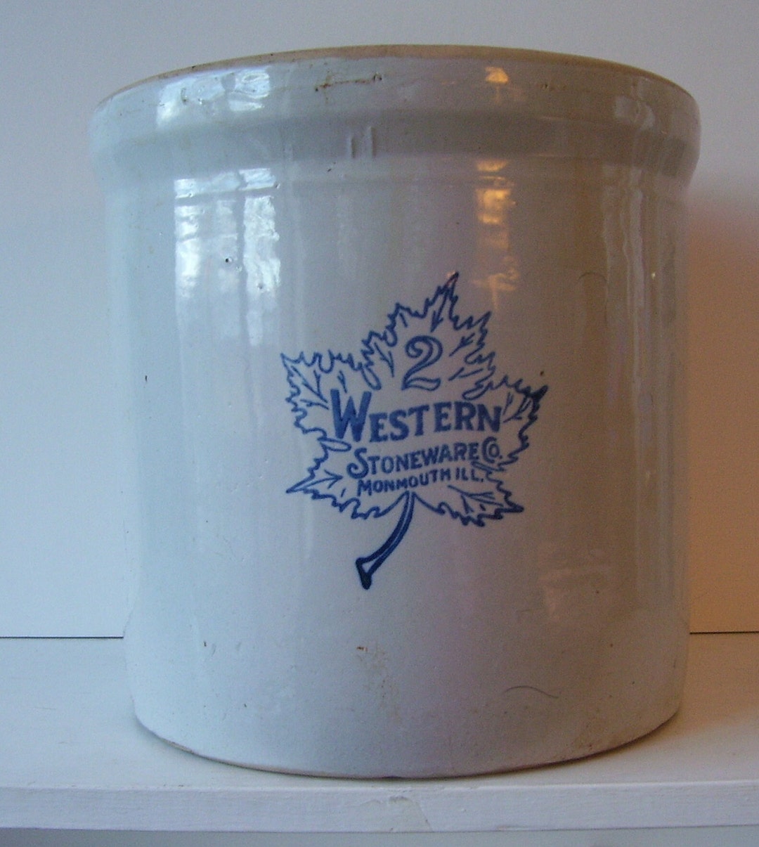 Western Stoneware 2 Gallon Crock Blue Grass Monmouth ILL Farm House