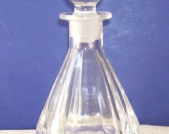 Art Deco Style Glass Perfume Bottle with Grounded Stopper