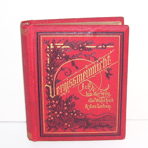 Antique German Birthday Book - Small Vergissmeinnicht German Book- Christian Remembrance Book Easter Date 1880-1900