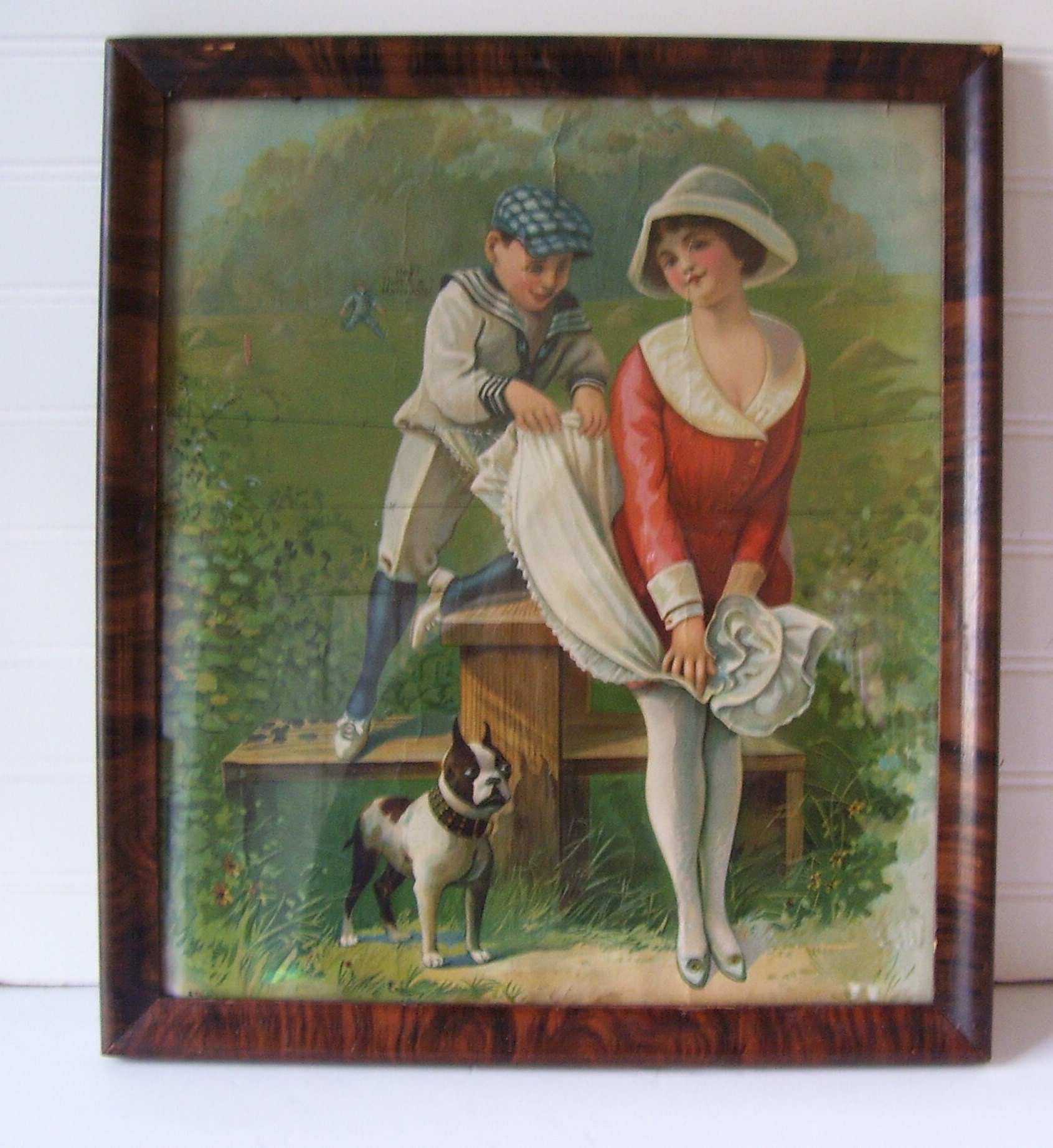 Victorian Lithograph Little Girl and Dog - Etsy