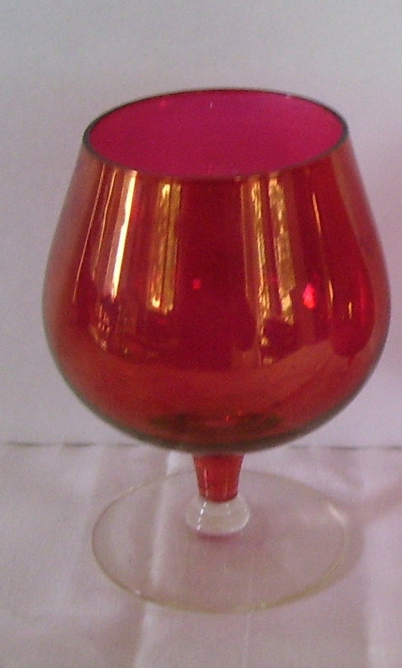 Vintage 2 Cranberry Short Stemmed Drinking Glasses Home Bar Etsy