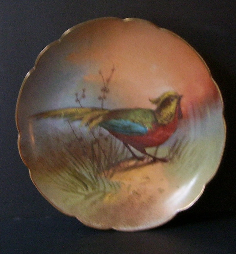 Limoges Game Plate Hand Painted Bird Cabinet Plate-French Artist Limoges France Artist Signed Bird Plate