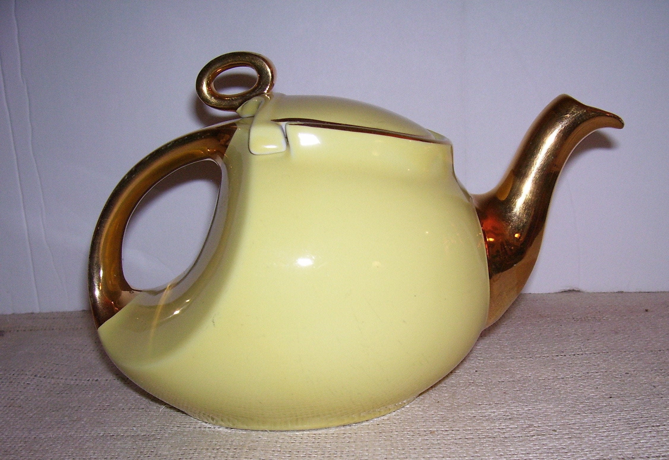 Hall Streamline Yellow Teapot with Gold Trim 6 Cup 0339 S Etsy