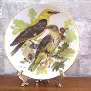 Bird Plate 1986 Yellow Orioles Plate Made In Germany WWF - Artist Ursula Band - Ceretificate of Authenticity - World Wildlife Fund