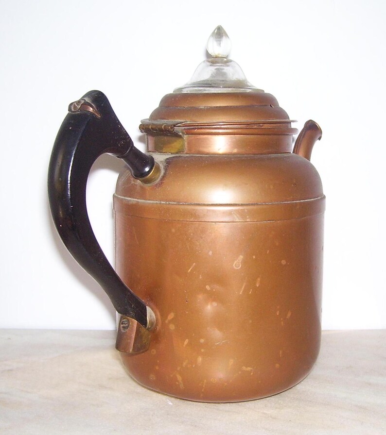 Vintage Copper Rome Coffee Pot / 9 Cup Percolator/ Vintage Kitchen