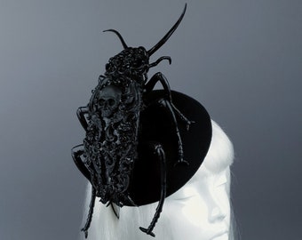 Giant Filigree Cockroach Fascinator Hat, Surreal, Royal Ascot, Kentucky Derby, Melbourne Cup, Wedding, Ladies Day Headpiece, Quirky, Goth UK