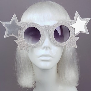 Diamond Glitter Stars Sunglasses, Novelty Sunglasses, Clubwear, Clubbing, Festival Accessories, Fancy Dress, OTT, Large, Summer Eyewear, UK