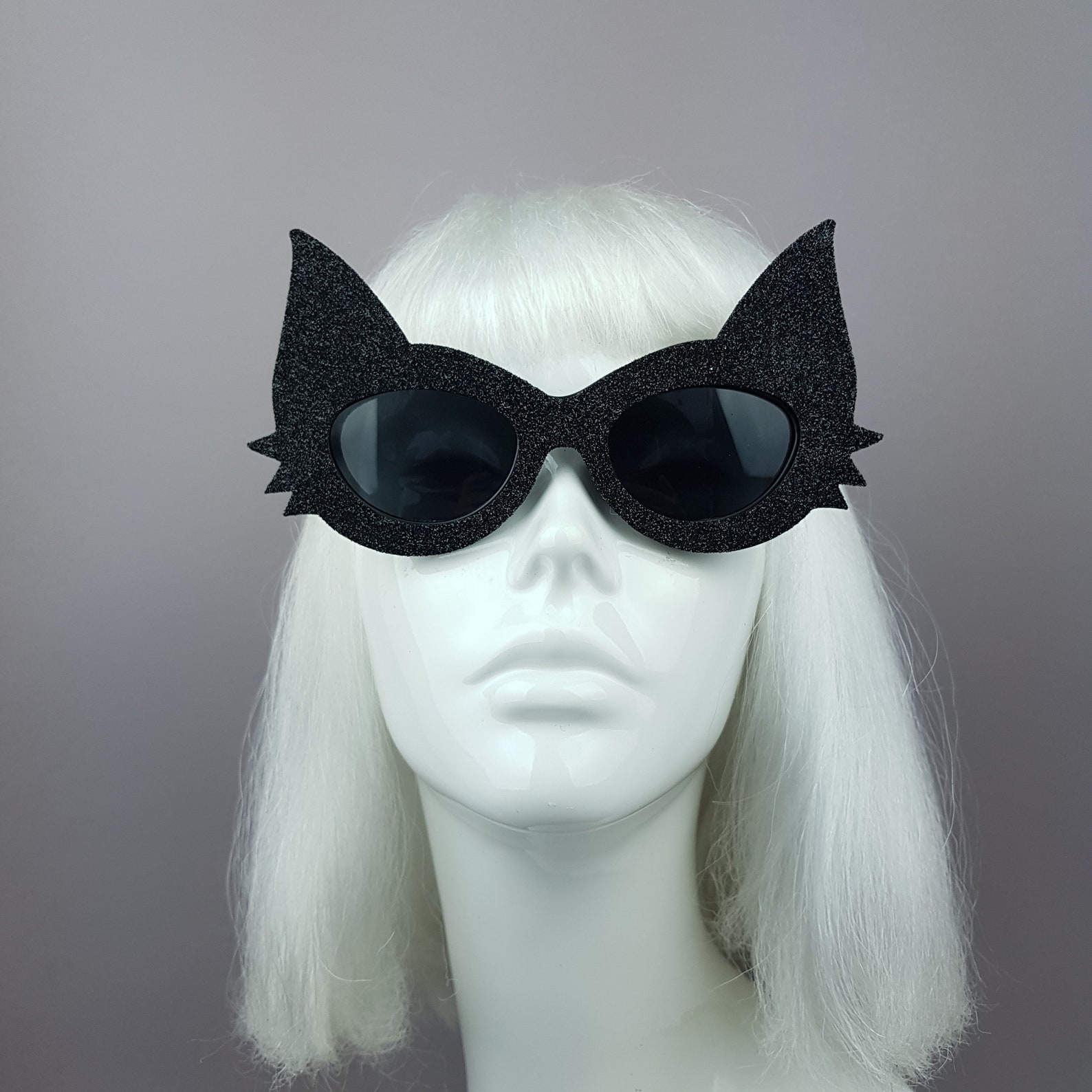Black Glitter Cat Ear Sunglasses Hen Party Goth Gothic Etsy