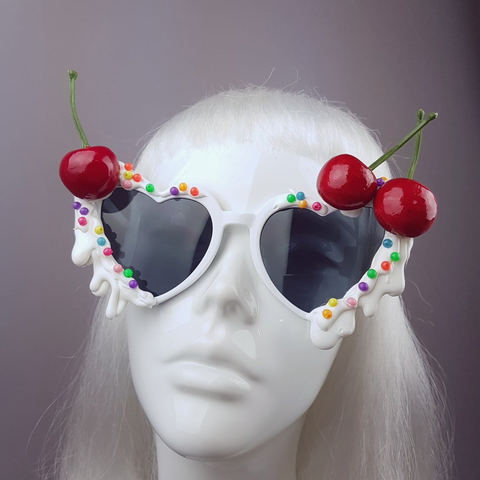 Cherries & Cream Heart Shaped Sunglasses Sprinkles Cake Etsy