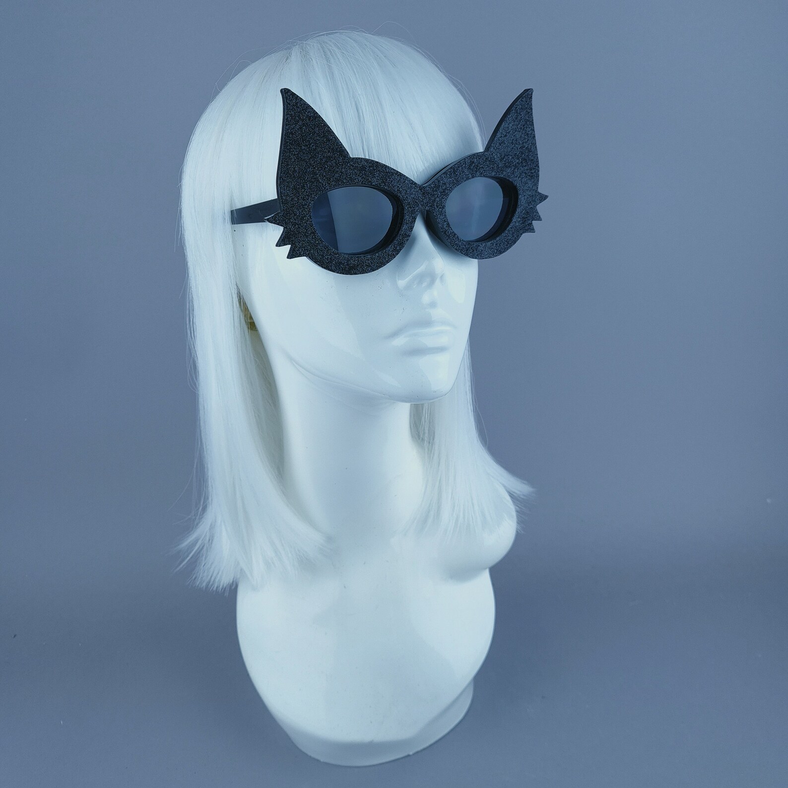 Black Glitter Cat Ear Sunglasses Hen Party Goth Gothic Etsy