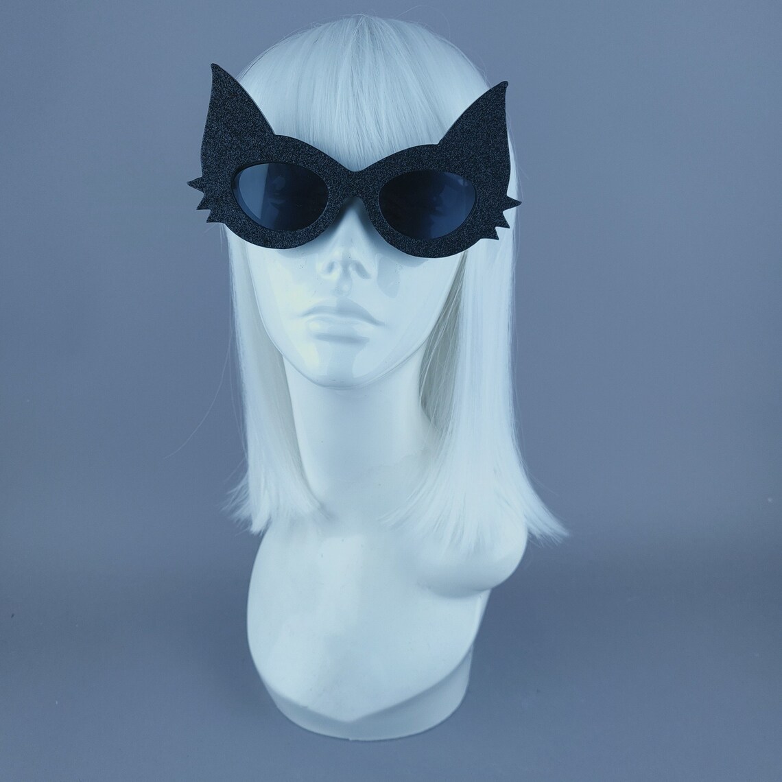 Black Glitter Cat Ear Sunglasses Hen Party Goth Gothic Etsy