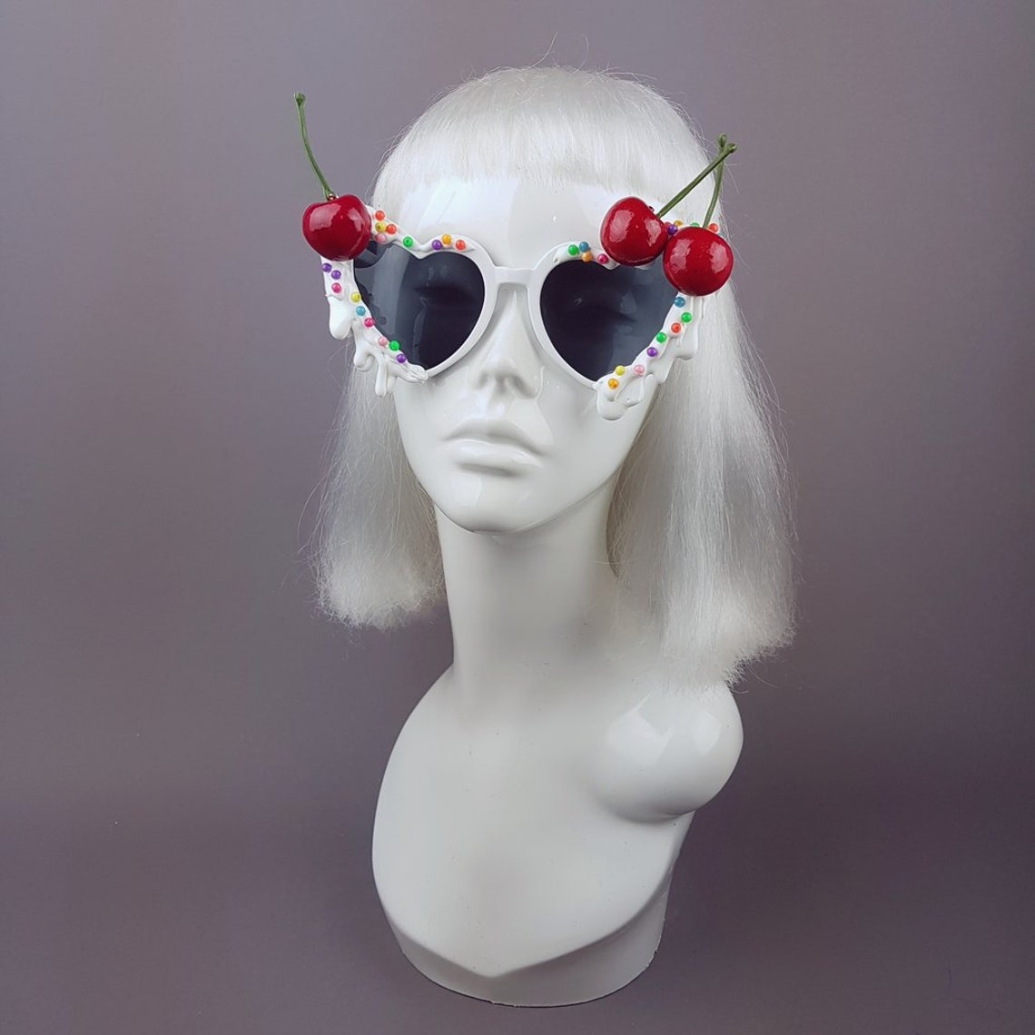 Cherries & Cream Heart Shaped Sunglasses Sprinkles Cake Etsy