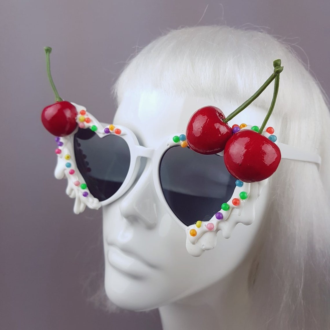 Cherries & Cream Heart Shaped Sunglasses Sprinkles Cake Etsy