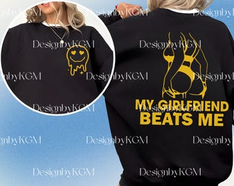Mijn vriendin verslaat mij grafisch digitale download, grappige relatie png, eigenzinnige paar sublimatie, humor liefde, mijn vriendin verslaat me png