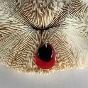 Tagua Nut Small Layered Pendant Red and Black, Tagua Small Layered Necklace, Tagua Nut Pendant Red and Black