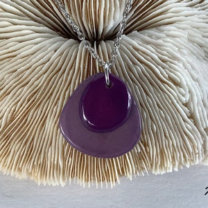 Tagua Nut Small Layered Pendant Amethyst and Violet, Tagua Small Layered Necklace, Tagua Nut Pendant Amethyst and Violet