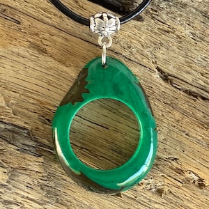 Tagua Nut Necklace, Aqua Single Open Slice Tagua Pendant, Tagua Open Slice Pendant Aqua