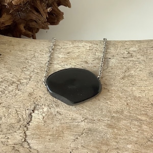 Tagua Nut Pendant, Black Tagua Nut Slider Pendant, Black Tagua Nut Necklace, Small Tagua Nut Pendant