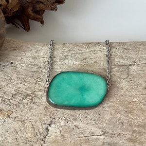 Tagua Nut Pendant, Aqua Tagua Nut Slider Pendant, Aqua Tagua Nut Necklace, Small Tagua Nut Pendant