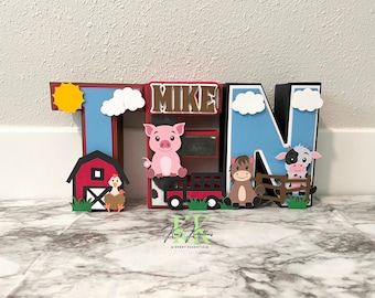 8” Farm Theme 3D Letters/Numbers Centerpieces | Farm Theme Party Decorations | Farm Birthday Party Decor | Farm Centerpieces | Farm Party