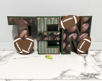 8” Football Theme 3D Letters/Numbers Centerpieces | Football Theme Party Decorations | Football Birthday Party Decor | Football Centerpieces