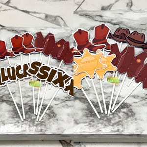 Cowboy Theme Cupcake Toppers | Cowboy Theme Party Decorations | Cowboy Cupcake Toppers | Cowboy Theme Birthday Party | Cowboy Toppers