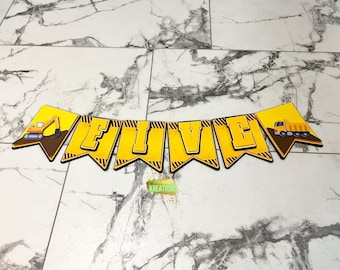 Banner de aniversário com tema de construção | Decorações para festa com tema de construção | Decoração para festa de aniversário com tema de construção | Banner de construção