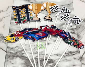 Race Car Theme Cupcake Toppers | Race Car Theme Party Decorations | Race Car Cupcake Toppers | Race Car Theme Party | Race Car Cupcakes